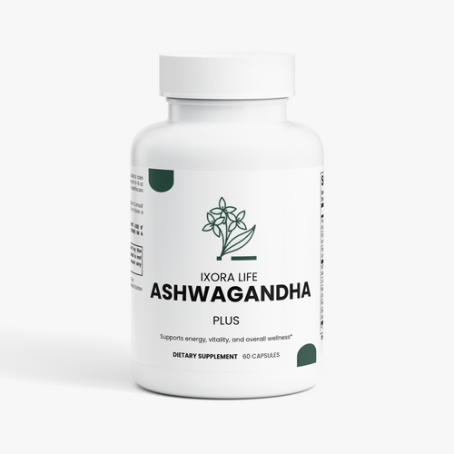 Ixora Life Ashwagandha Plus — front of the 60-capsule bottle