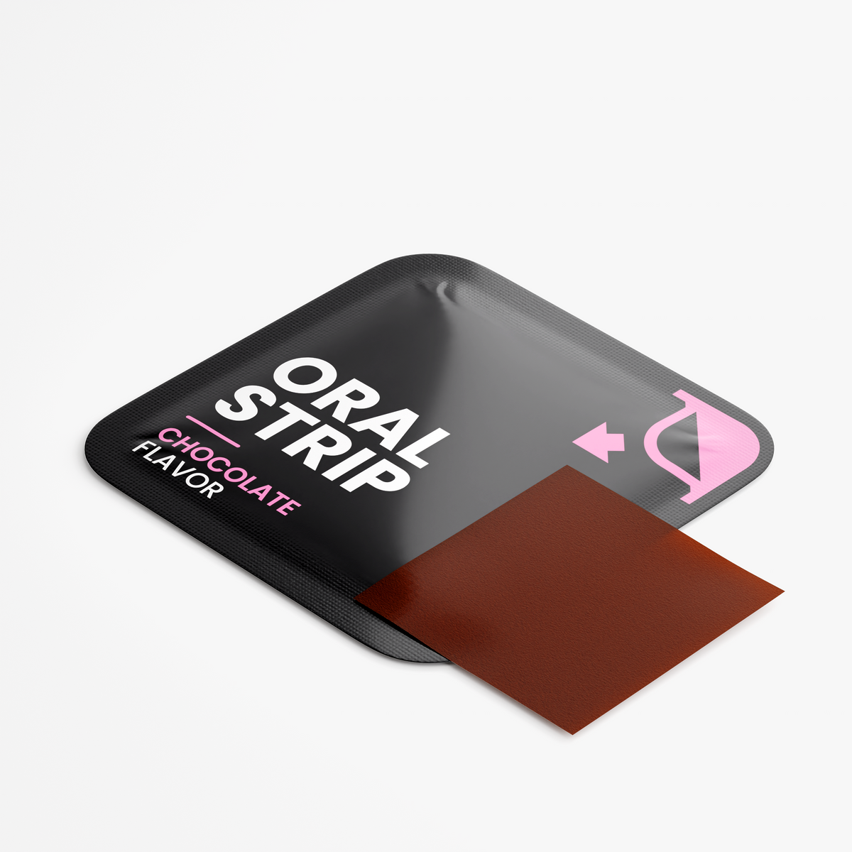 Ixora Life Libido Support Strips — chocolate oral strip beside its packet