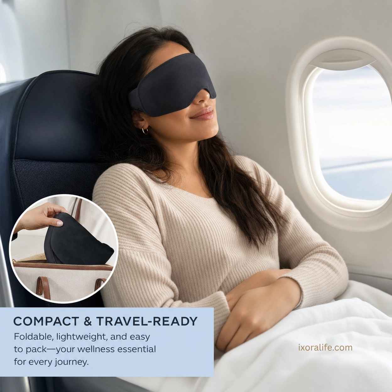 Weighted silk sleep mask for travel and on-the-go comfort