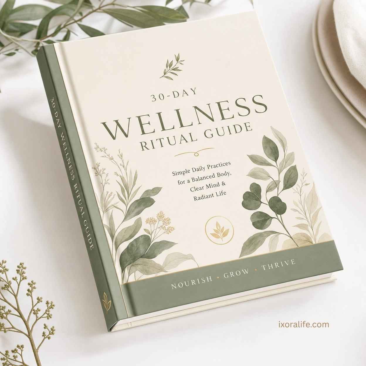 30-Day Wellness Ritual Guide book cover with botanical design and elegant typography